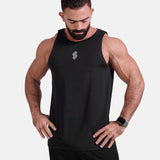 Man wearing black sports & gym tank top by KAF