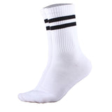 جوارب رياضية قطنية طويلة مخططة - أبيض