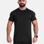 Man wearing black sports - gym - padel t-shirt by KAF Egypt