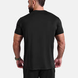 Man wearing black sports - gym - padel t-shirt by KAF Egypt