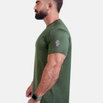 Man wearing green sports - gym - padel t-shirt by KAF Egypt