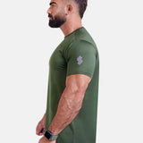 Man wearing green sports - gym - padel t-shirt by KAF Egypt