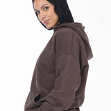 Unisex Acid Washed Oversized Hoodie - Brownish