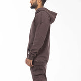 Unisex Acid Washed Oversized Hoodie - Brownish