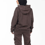 Unisex Acid Washed Oversized Hoodie - Brownish