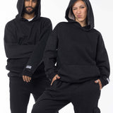 Unisex Acid Washed Oversized Hoodie - Black