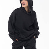 Unisex Acid Washed Oversized Hoodie - Black