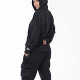 Unisex Acid Washed Oversized Hoodie - Black
