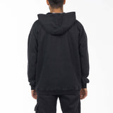 Unisex Acid Washed Oversized Hoodie - Black