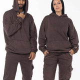 Unisex Acid Washed Oversized Hoodie - Brownish