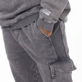 Unisex Acid Washed Crew-Neck Sweatshirt - Gray