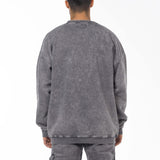 Unisex Acid Washed Crew-Neck Sweatshirt - Gray