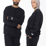 Unisex Acid Washed Crew-Neck Sweatshirt - Black