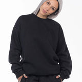 Unisex Acid Washed Crew-Neck Sweatshirt - Black