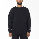 Unisex Acid Washed Crew-Neck Sweatshirt - Black