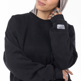 Unisex Acid Washed Crew-Neck Sweatshirt - Black