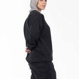 Unisex Acid Washed Crew-Neck Sweatshirt - Black