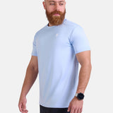 Man wearing light blue sports & gym t-shirt by KAF