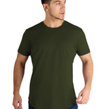 Raw Edged Basic Cotton T-shirt Men - Dark Olive