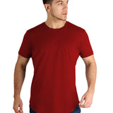 Raw Edged Basic Cotton T-shirt Men - Wine