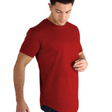 Raw Edged Basic Cotton T-shirt Men - Wine