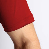 Raw Edged Basic Cotton T-shirt Men - Wine
