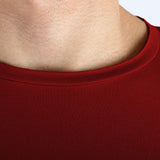 Raw Edged Basic Cotton T-shirt Men - Wine