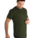 Raw Edged Basic Cotton T-shirt Men - Dark Olive