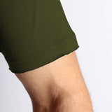 Raw Edged Basic Cotton T-shirt Men - Dark Olive