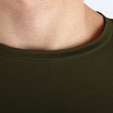Raw Edged Basic Cotton T-shirt Men - Dark Olive