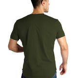 Raw Edged Basic Cotton T-shirt Men - Dark Olive