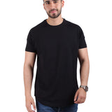 Solid Raglan Cotton Round T-Shirt Men - Black