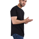 Solid Raglan Cotton Round T-Shirt Men - Black
