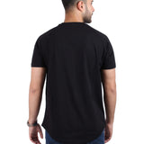Solid Raglan Cotton Round T-Shirt Men - Black