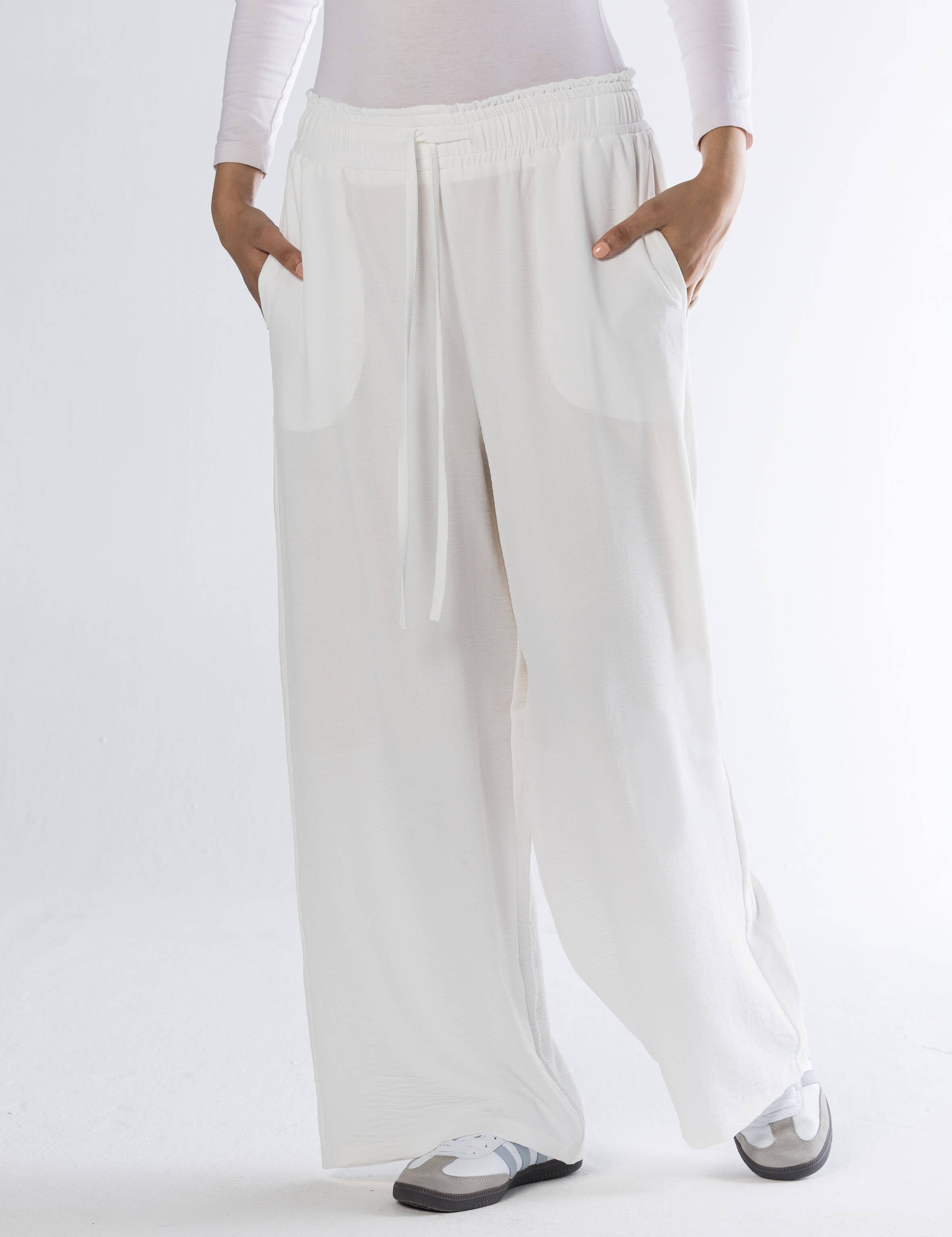 WEB1 Women Wide Leg Pants - White