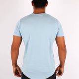 Curved Hem Pocket T-Shirt  Men-Light Blue