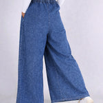 Women Super Wide-Leg Denim Pants - Blue