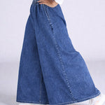 Women Super Wide-Leg Denim Pants - Blue