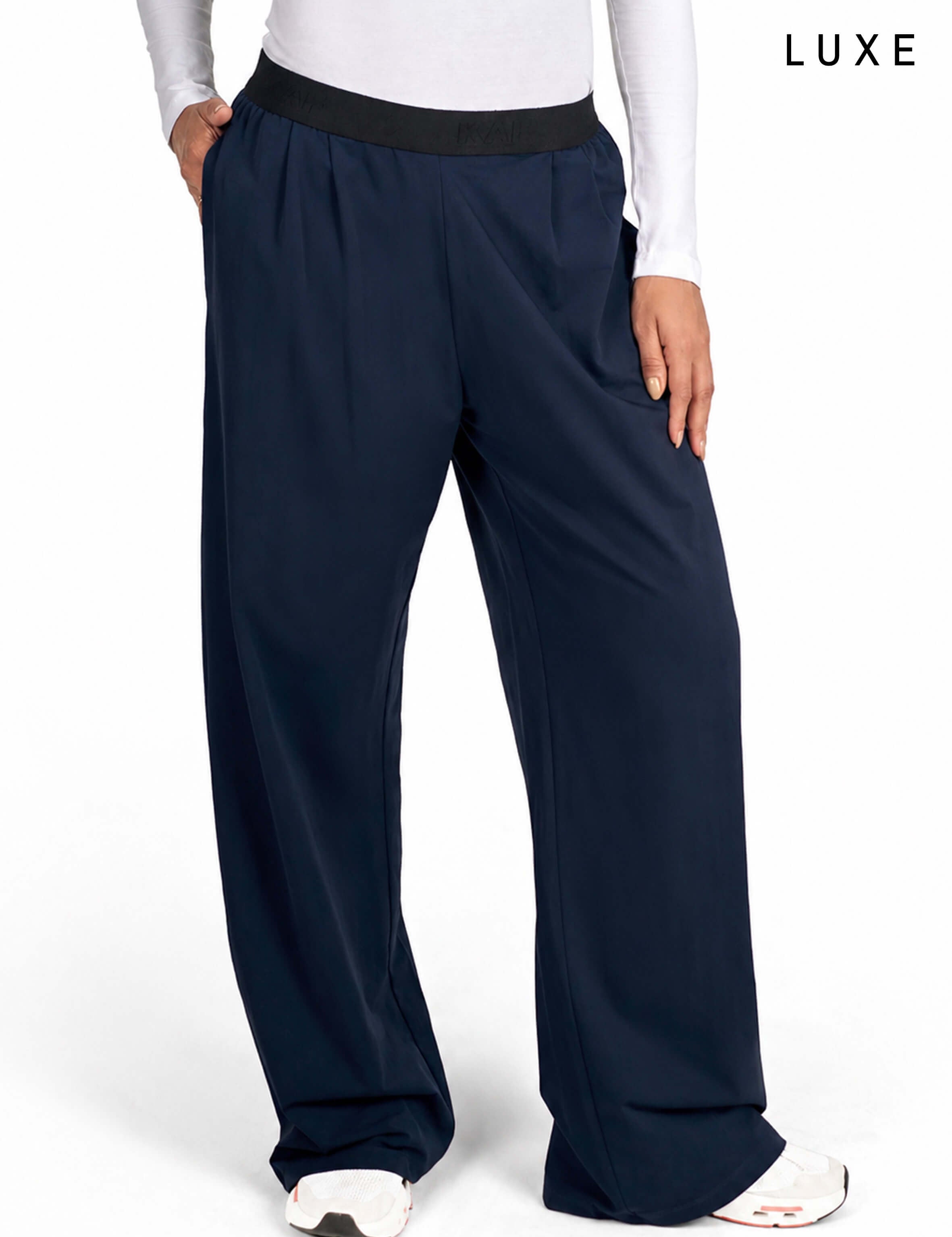Women Straight-Leg Nylon Sports Lifestyle Navy Blue Pants by KAF Egypt