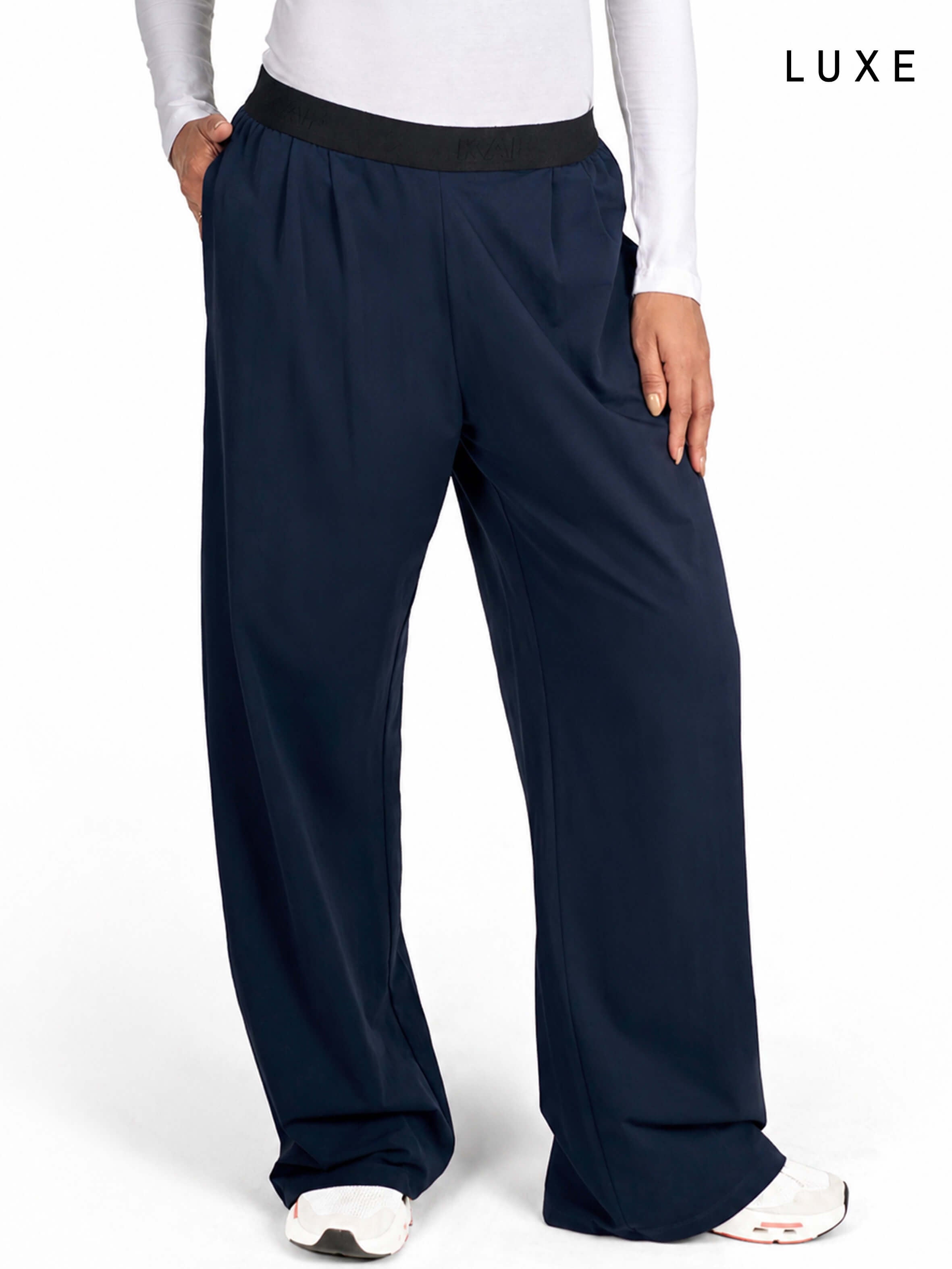 Women Straight-Leg Nylon Sports Lifestyle Navy Blue Pants by KAF Egypt