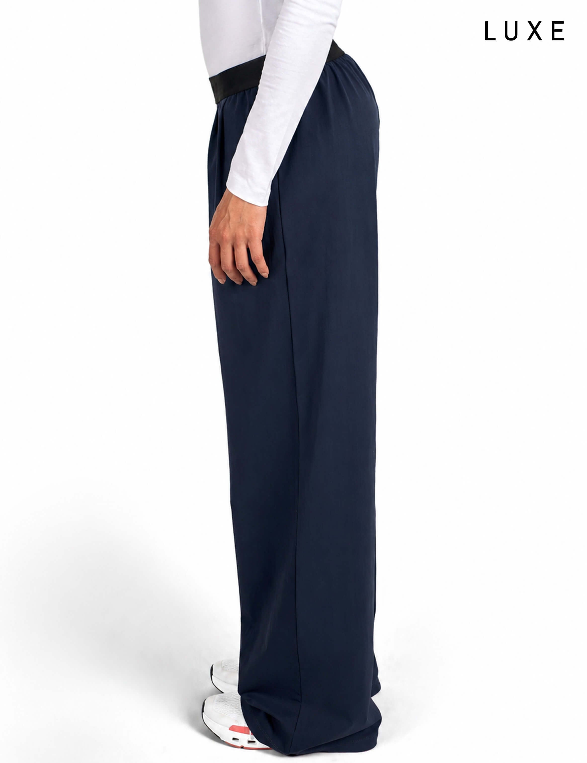 Women Straight-Leg Nylon Sports Lifestyle Navy Blue Pants by KAF Egypt