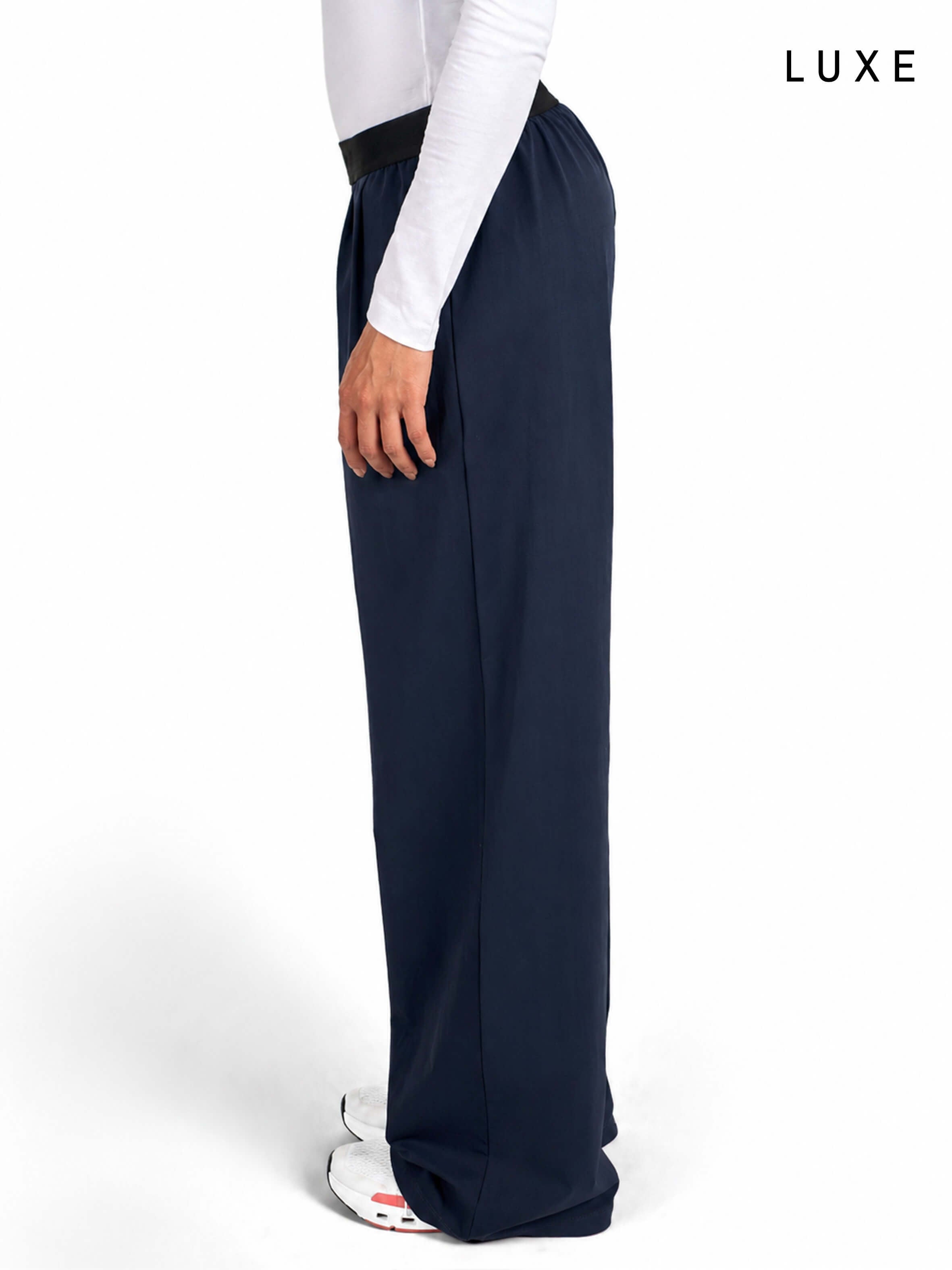 Women Straight-Leg Nylon Sports Lifestyle Navy Blue Pants by KAF Egypt