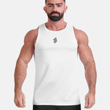 Man wearing white sports & gym tank top by KAF 