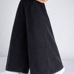 Women Super Wide-Leg Denim Pants - Black