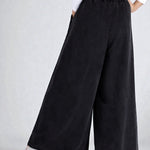 Women Super Wide-Leg Denim Pants - Black