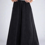 Women Super Wide-Leg Denim Pants - Black