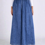 Women Super Wide-Leg Denim Pants - Blue