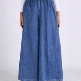 Women Super Wide-Leg Denim Pants - Blue