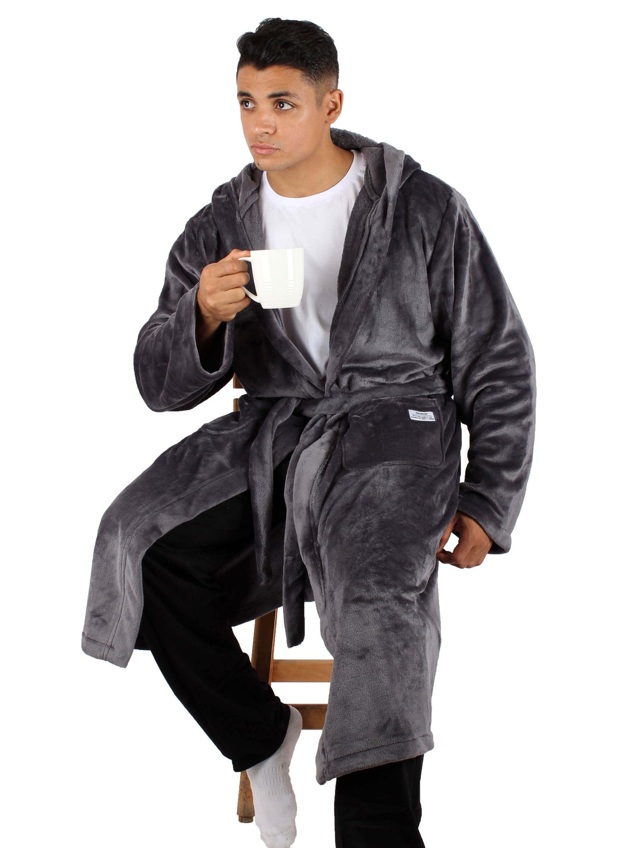 Unisex Fleece Winter Robe - Dark Gray