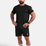Black 5 inch sports shorts by KAF